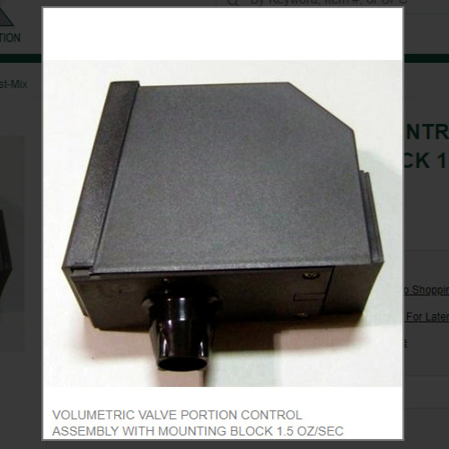 VOLUMETRIC VALVE PORTION CONTROL ASSEMBLY WITH MOUNTING BLOCK 1.5 OZ/SEC
