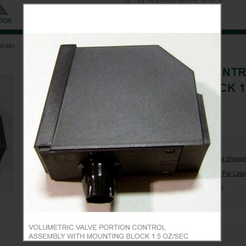 VOLUMETRIC VALVE PORTION CONTROL ASSEMBLY WITH MOUNTING BLOCK 1.5 OZ/SEC