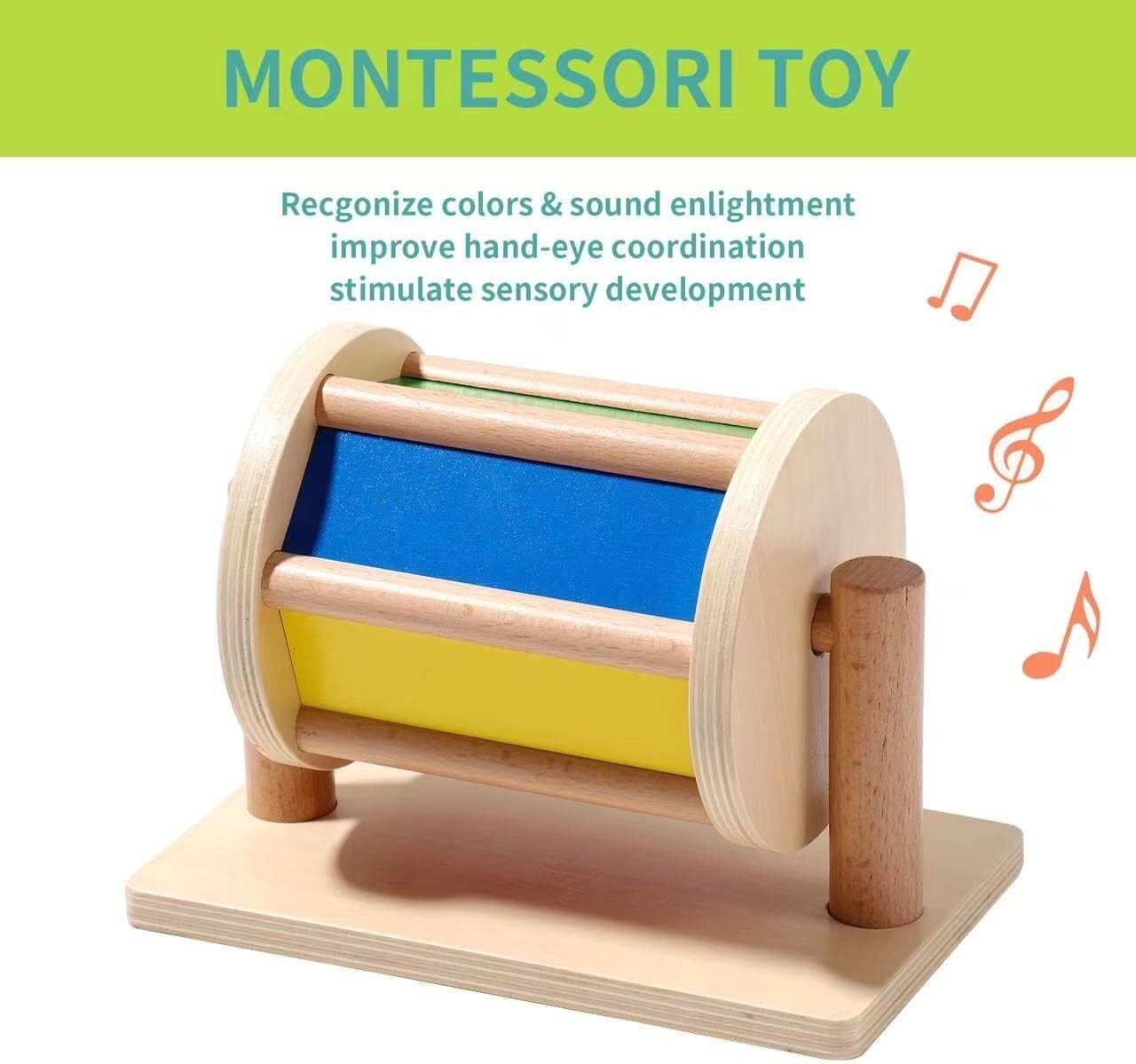 Rainbow Colorful Spinning Drum Wooden Montessori Toy