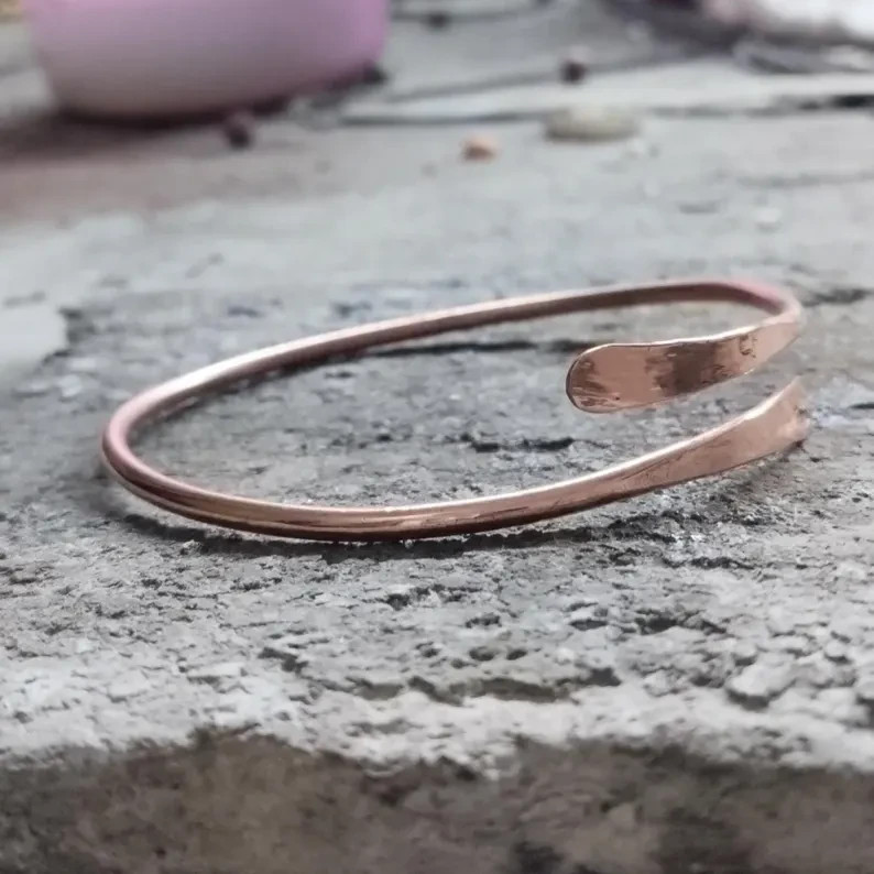 Solid Pure 100% Copper Adjustable Handmade Statement Unisex Bangle All Size P30