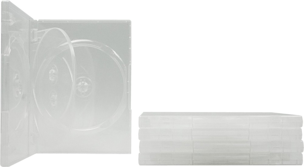 (5) DV4R14CLWT 4-Disc Capacity Clear Quad Replacement DVD CD Storage Case Boxes
