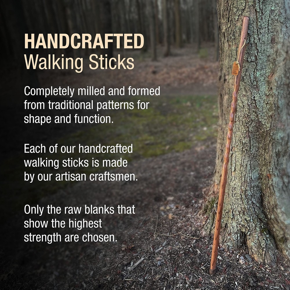 Brazos Handcrafted Twisted Oak Walking Stick, Backpacker Handle, 58in
