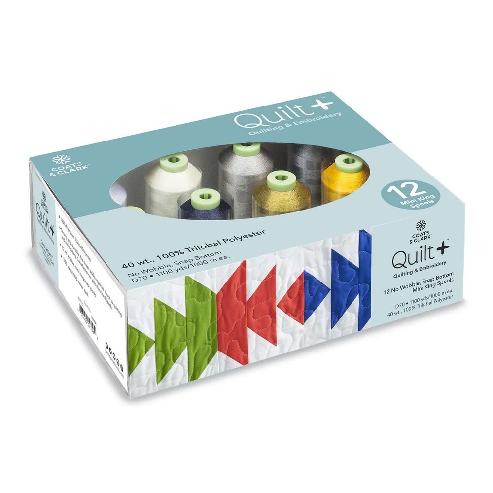 Coats & Clark Quilt + Quilting & Embroidery Thread 12 Spool Set "Basic Colors"