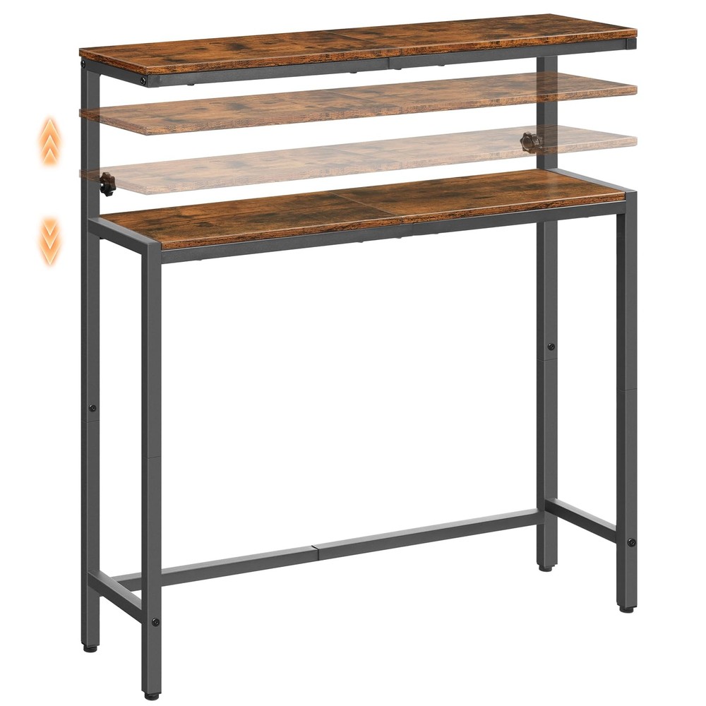 Narrow Console Table with Adjustable Height (31.5"-37.4"), High Entryway Tabl...