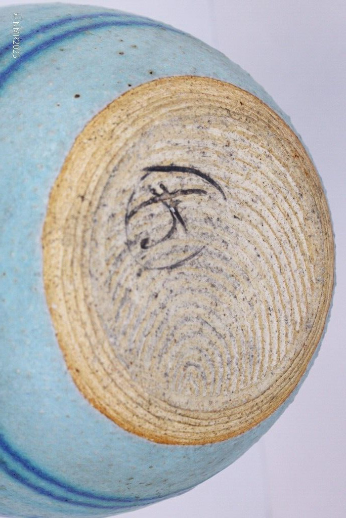 JT Abernathy Mid Century Modern Studio Pottery Matte Blue Glaze Pot Planter Vase