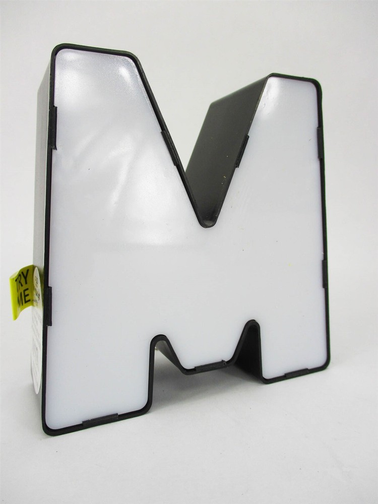 Letter M LED Light 4" Monogram Marquee Mini Tabletop Nightlight w/ 4-Hr Timer