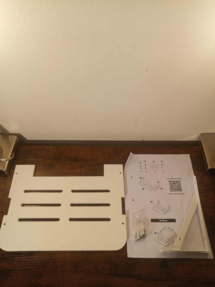 Small White Wall Mount Floating Projector Shelf Rack For TV Projector