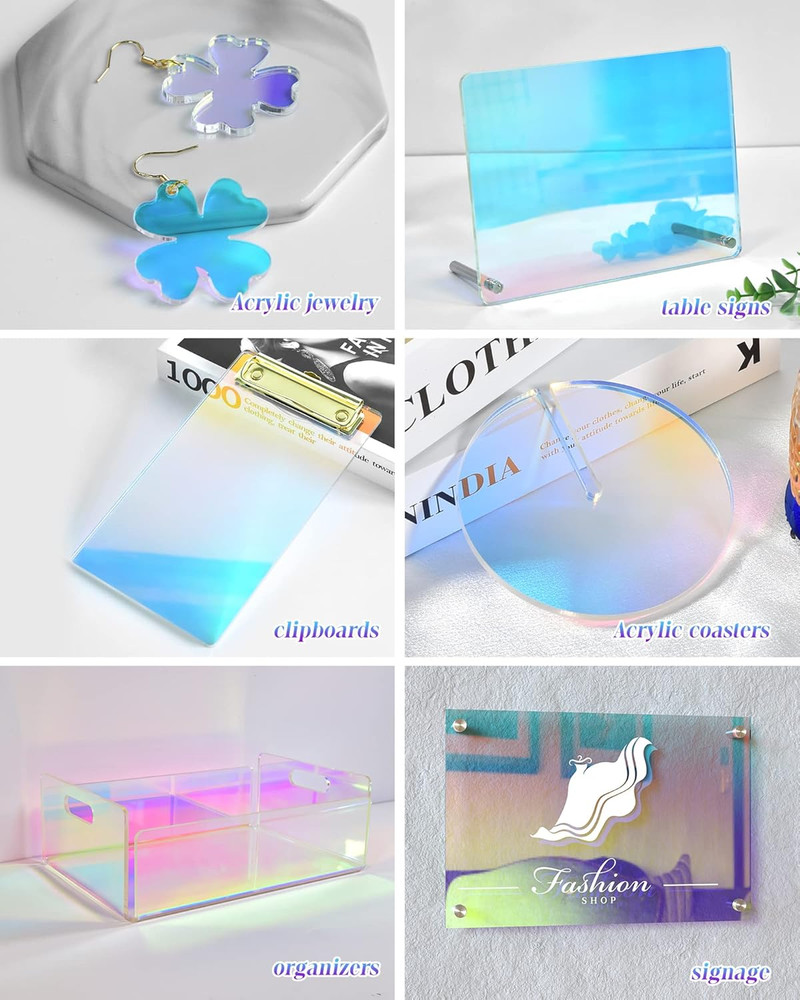 5 Pack Iridescent Acrylic Sheets Translucent Plexiglass Sheet Colored Plastic Pa
