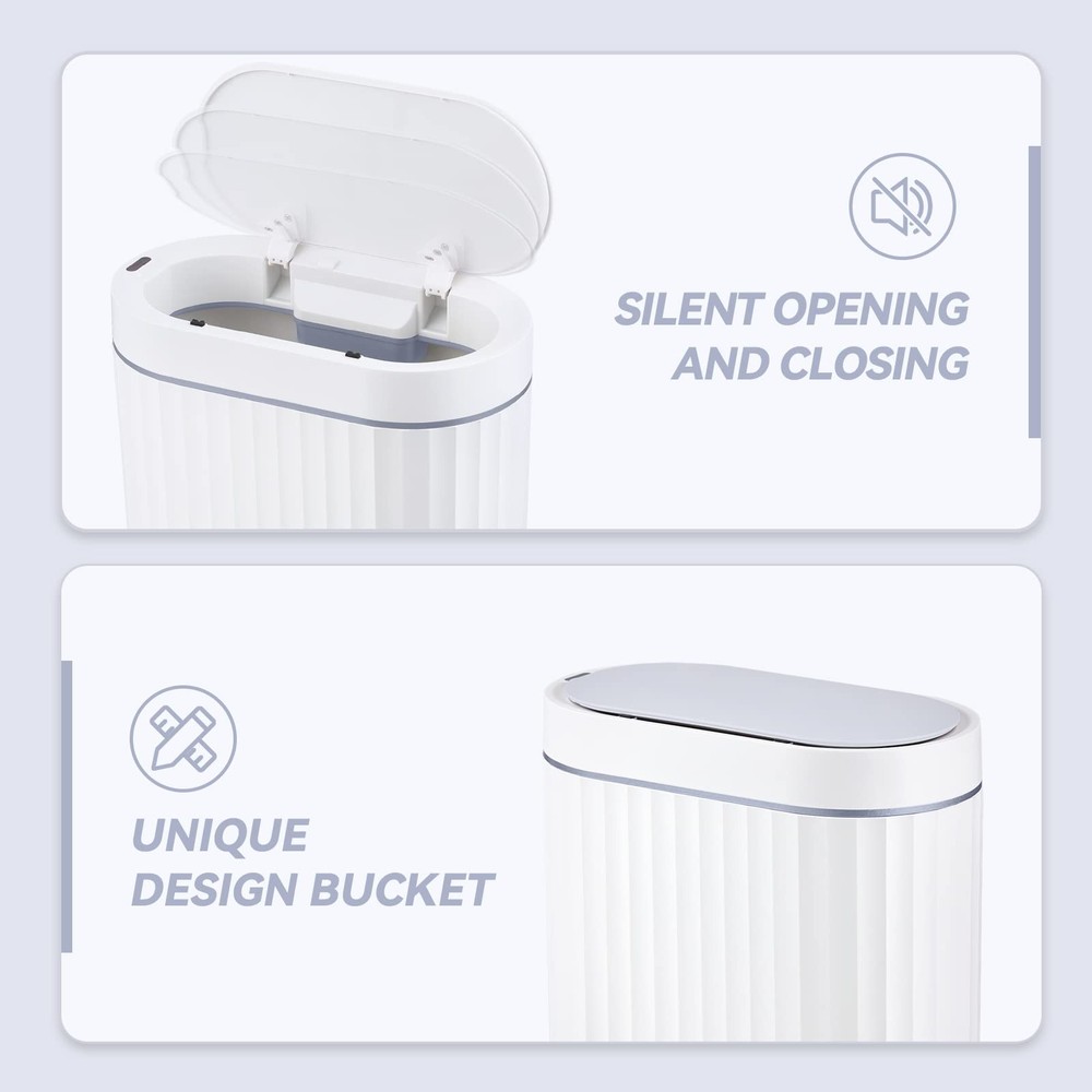 ELPHECO Bathroom Trash can Motion Sensor, Automatic Garbage 2 gallon, Grey