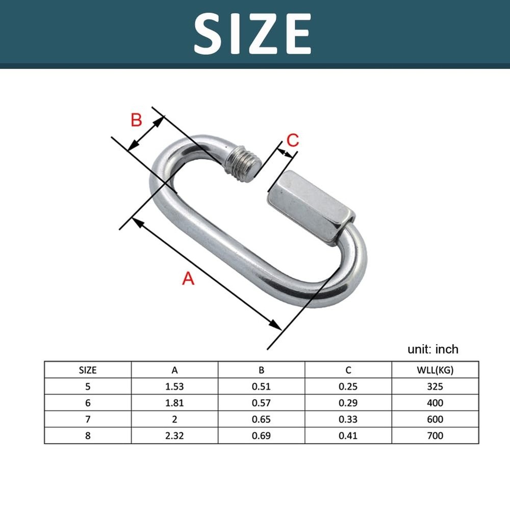 AyunweiStainless Steel D Shape Quick Link Chain Connector, Multi-Purpose Fast...