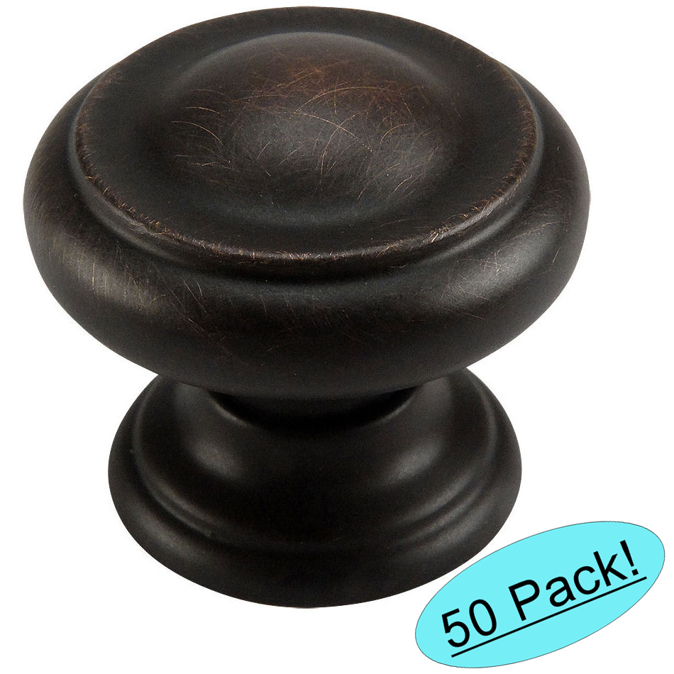 *50 Pack* Cosmas Cabinet Hardware Oil Rubbed Bronze Round Knobs #3317ORB