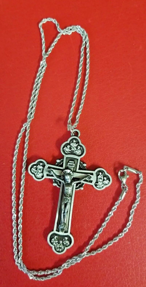 NUNS CROSS Jesus and the 12 Apostles Cross/Crucifix 3" & CHAIN 30"