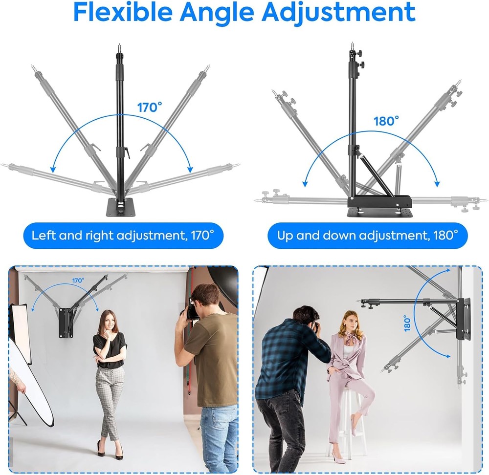 Ring Light Wall Mount Boom Arm, 51Inch/130Cm Adjustable Triangle Wall Mounted Su