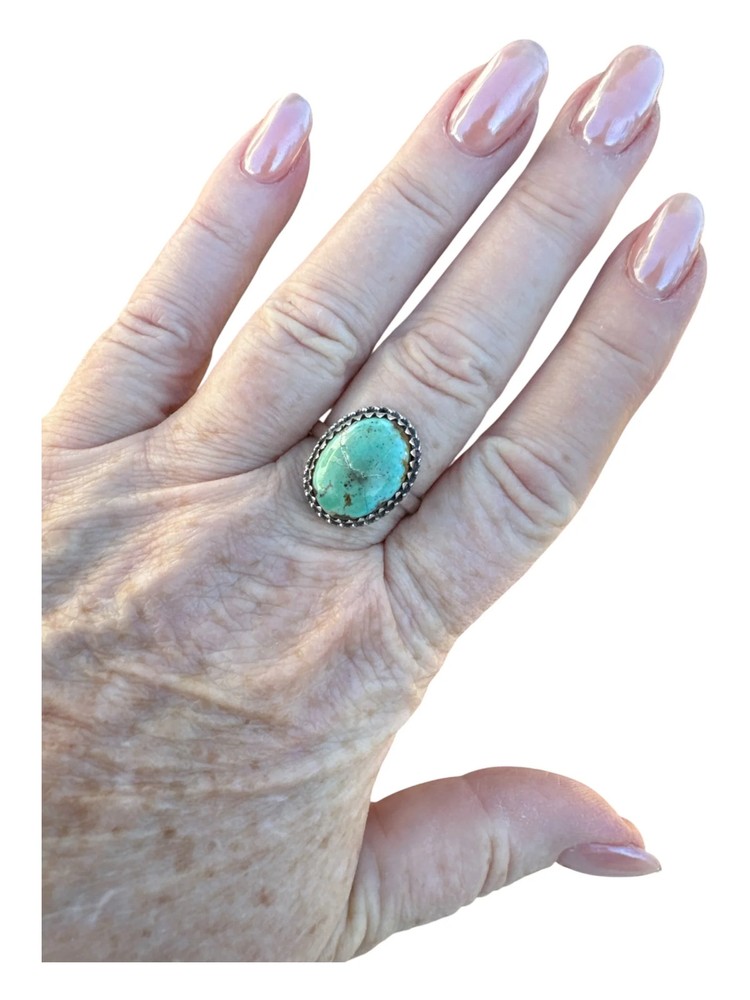 Kingman Turquoise Solid 925 Sterling Silver Ring 9.5