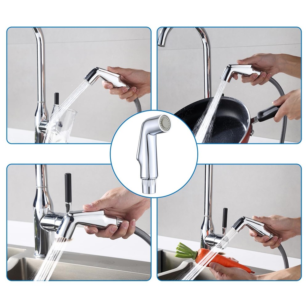Timewill Kitchen Sink Side Sprayer Head Replacement Universal Fit Chrome