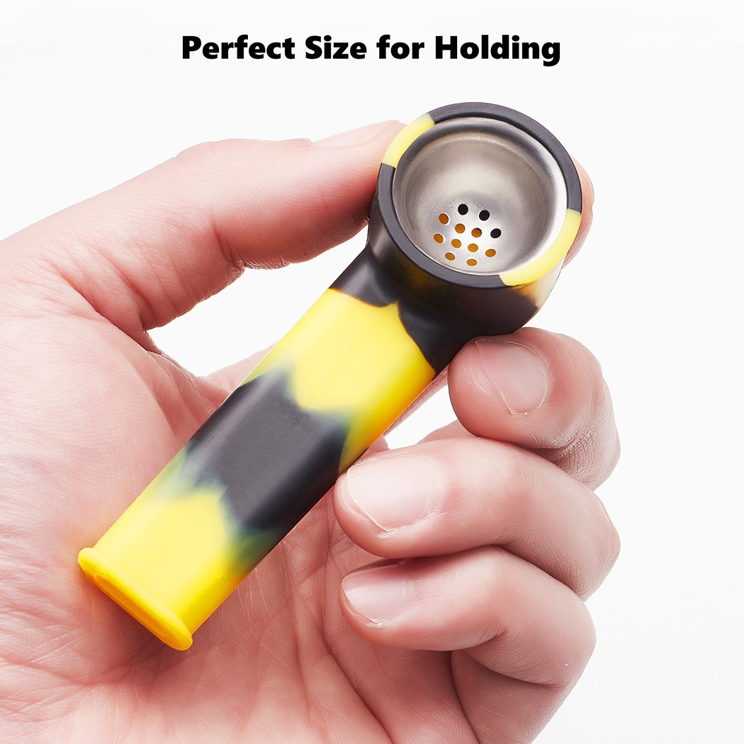 ( Pack of 2 ) 3.5" Silicone Tobacco Smoking Pipe with Lid Storage Box Hand Pipes