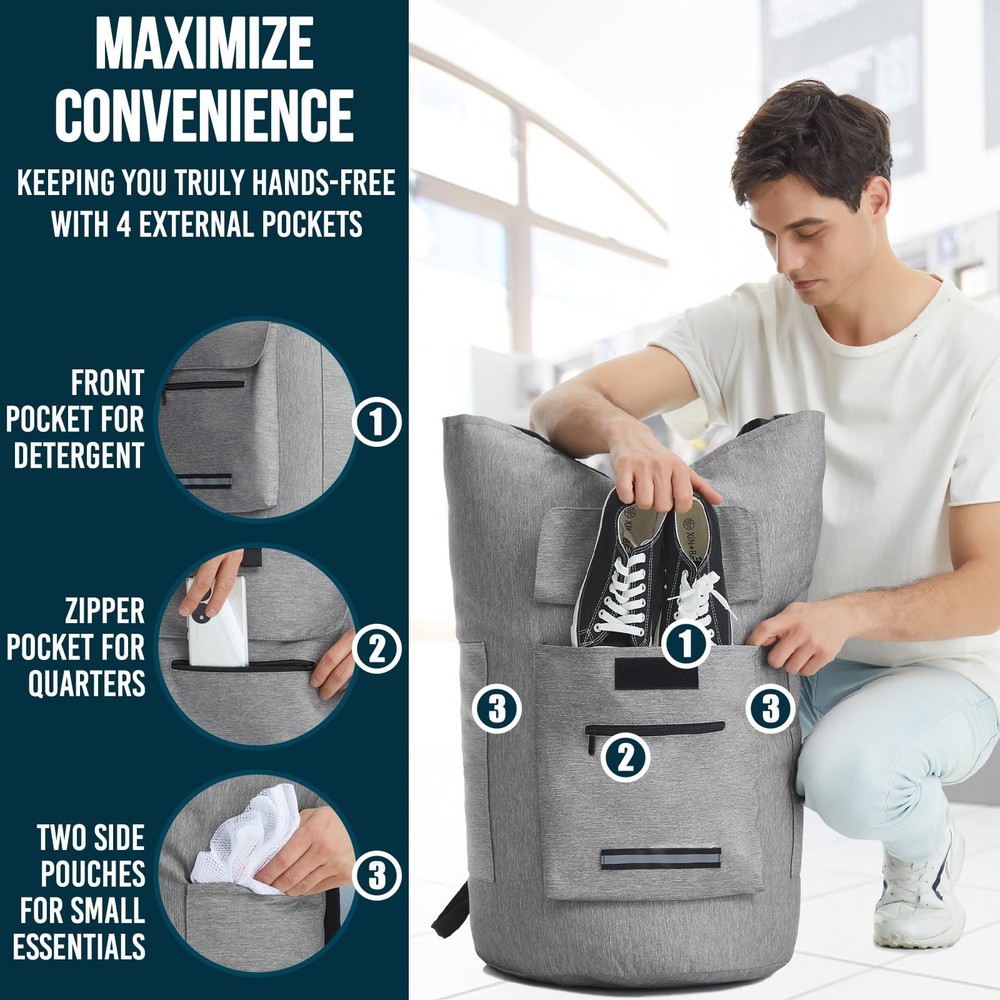 Laundry Backpack with Shoulder Straps，Laundry Bag Extra X-Large, Turquoise