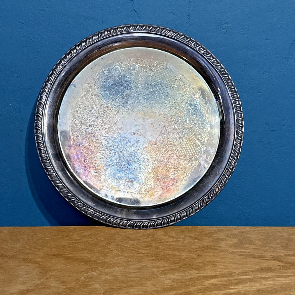 Sheridan Silverplate Silversmiths Gadroon 12¼" Round Serving Tray