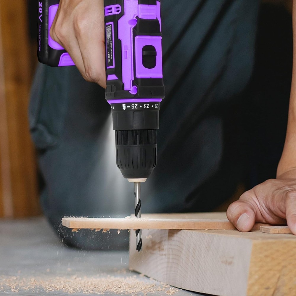 Cordless Drill Set 20V Power Drill Driver with Bits LED Light Safety