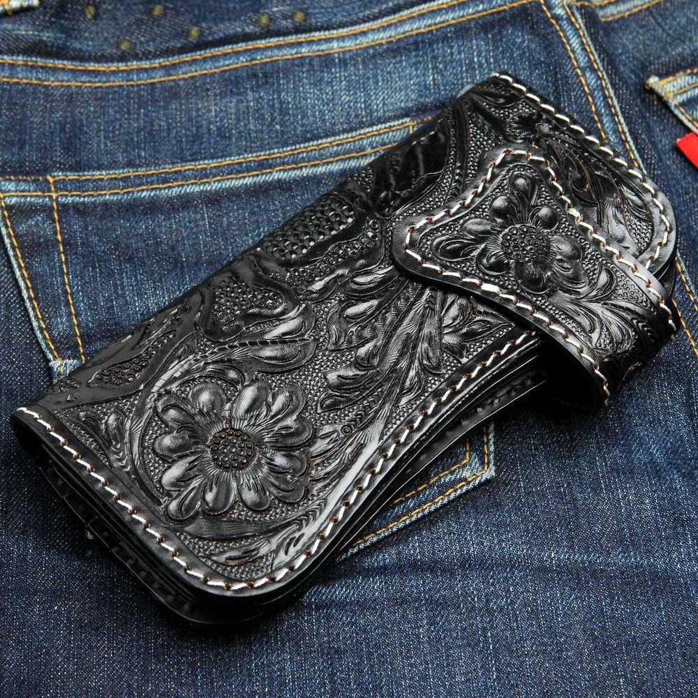 Black Phantom Genuine Leather Chain Wallets