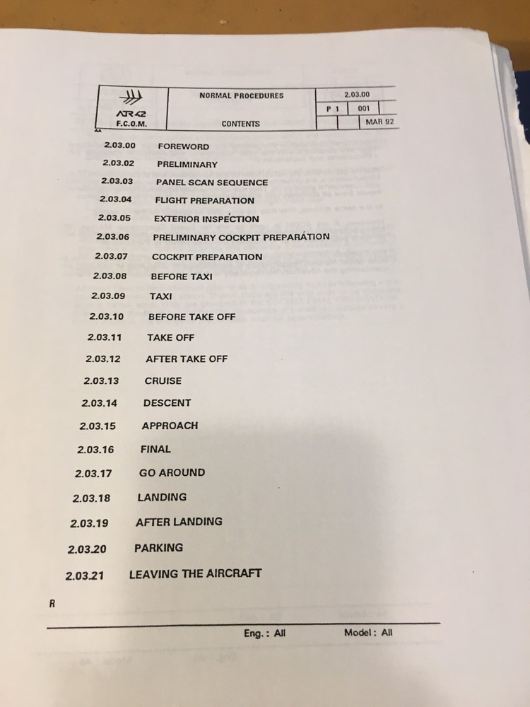 ATR 42 Operating Procedures Manual