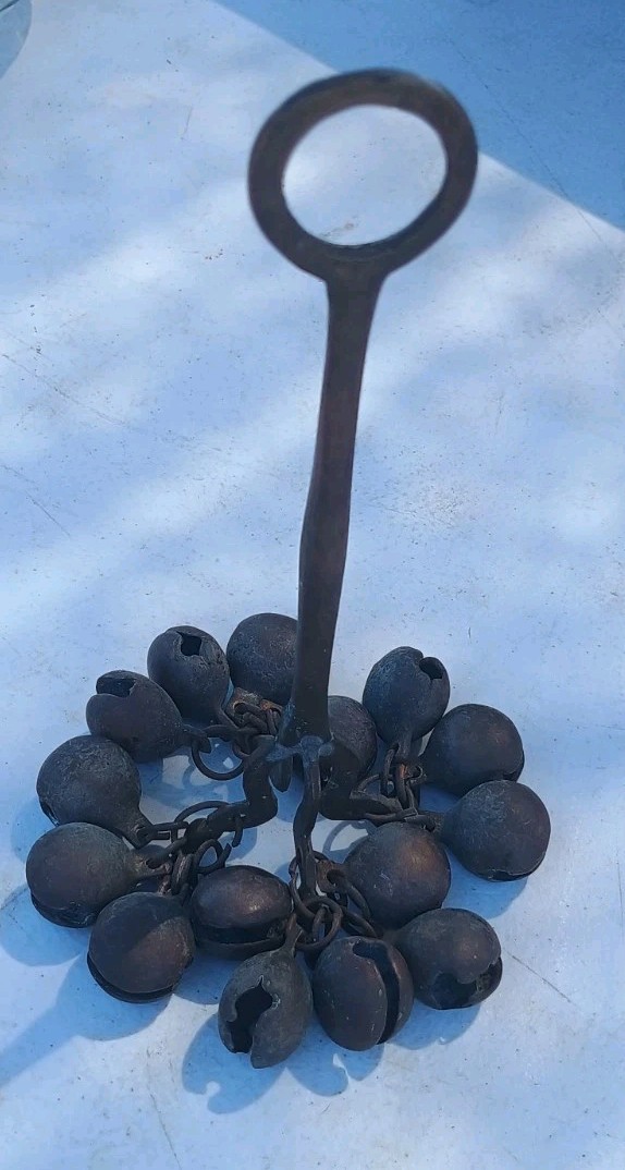 Korean Shaman (Mudang) Handbell / Ceremonial Ritual rattle Brass Bell 15 Bells