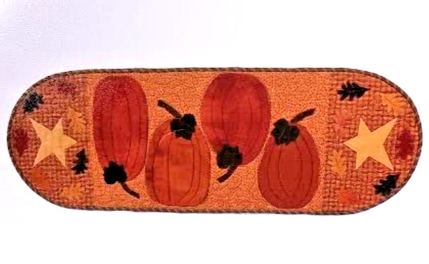 "October Glory" Table Runner Pattern~Pumpkin Leaf Star Applique~Used-45"L x 16"W