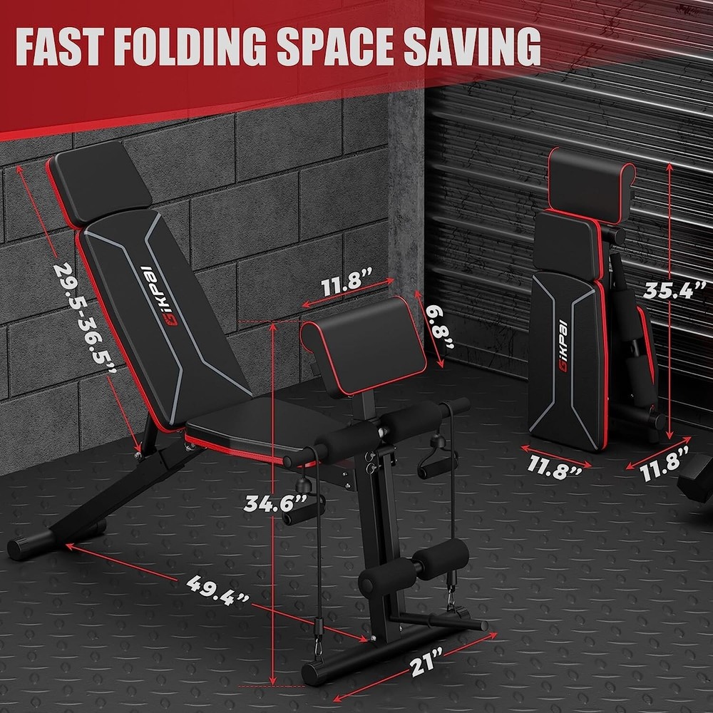 Weight Bench Adjustable Foldable Strength Training Full Body Workout Incline Gym