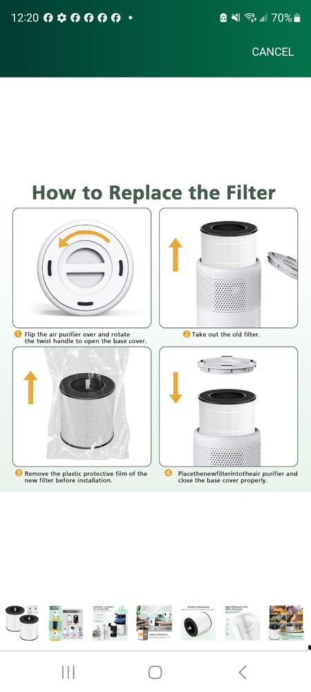 B-D02L Air Purifier Replacement Filter, Compatible with MOOKA and KOIOS...