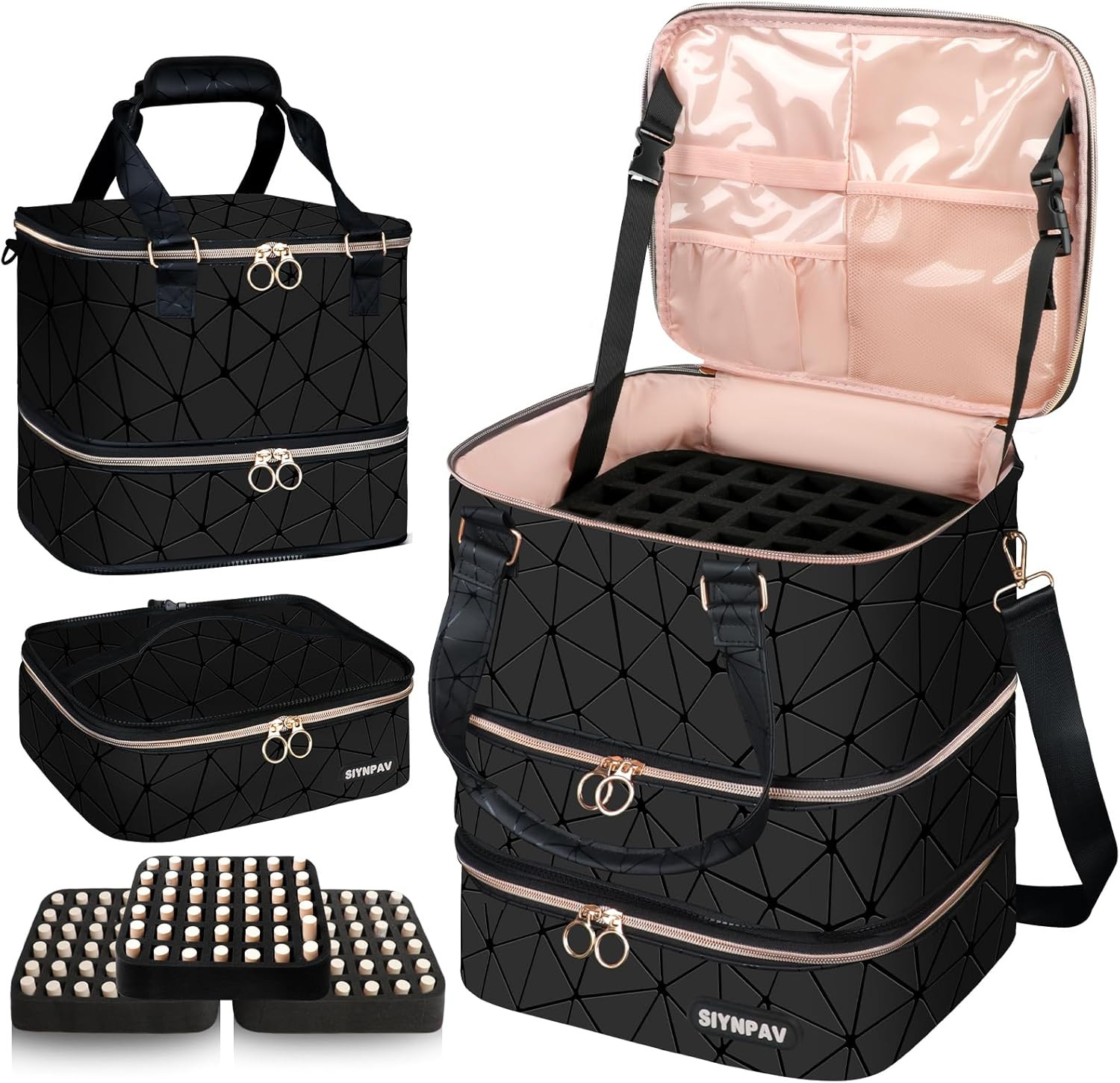 Nail Polish Organizer Bag Holds 126 Bottles 15ml/0.5fl.oz Black