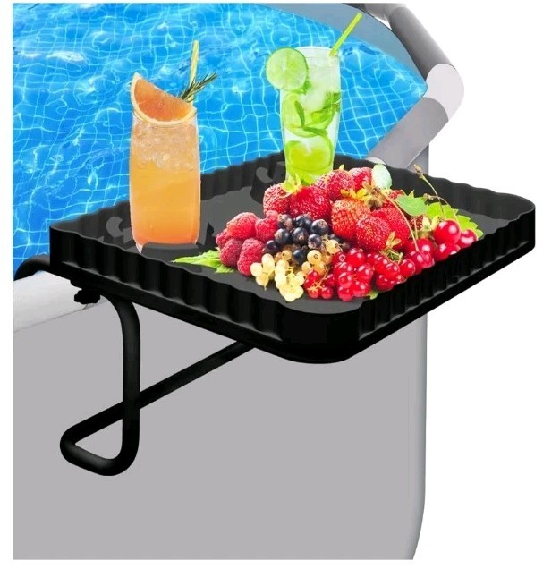 Above Ground Pool Bar, Poolside Table Serving Tray for Above-Ground Pools, Round