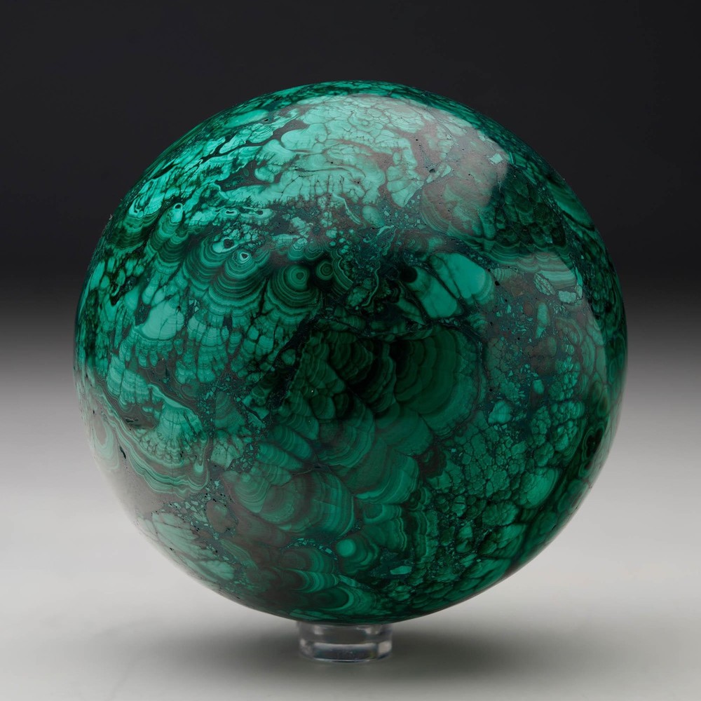 Hand-Polished Solid 3.5" Diameter Malachite Sphere // Ver. I
