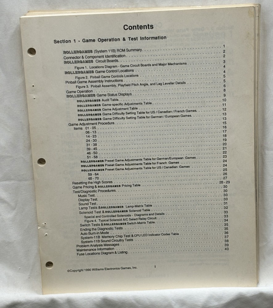 ORIGINAL-WILLIAMS-ROLLERGAMES-OPERATIONS MANUAL-OPERATORS HANDBOOK