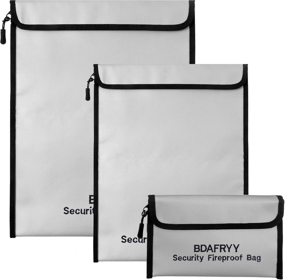 3 Pcs Fireproof Waterproof Money Important Document Bag(2000℉),Fire Proof Bag fo