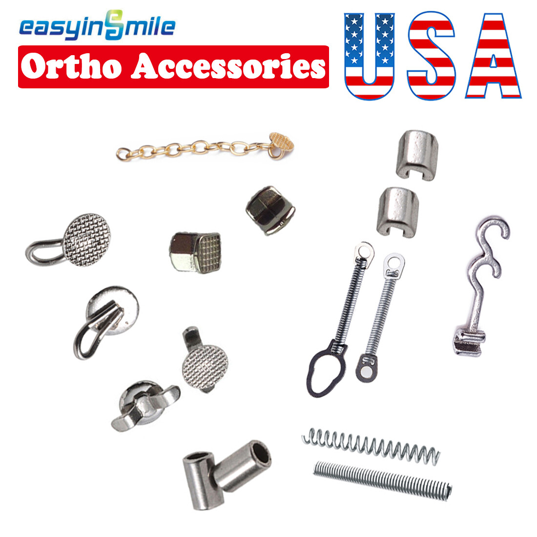 10pcs Orthodontic Crimpable Hook Sliding/Spiral Dental button traction hook Stop