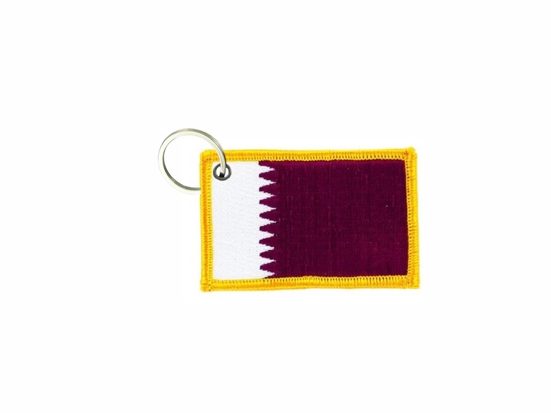 Keychain keyring embroidered embroidery patch double sided flag qatar