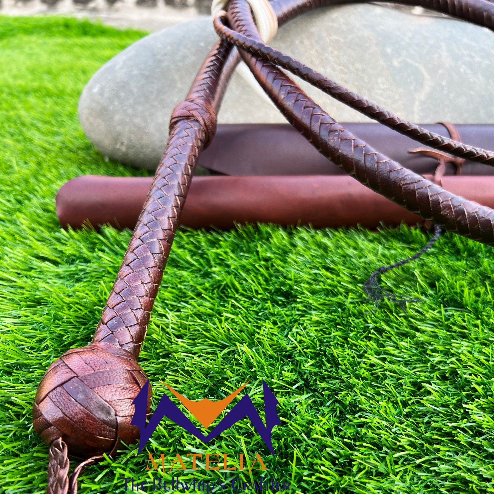 Handmade Brandy Goat Leather Bullwhip: Indiana Jones Style Bullwhip