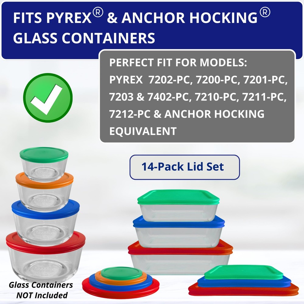 1, 2, 4 & 7 Cup Round & 3, 6, 11 Cup Rectangle Replacement Lids/Covers for Py...