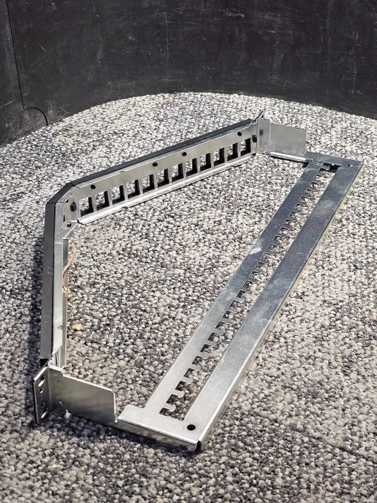 R&M 815656 19" 1U Angled Patch Panel 24-Port, Keystone, Black, Empty