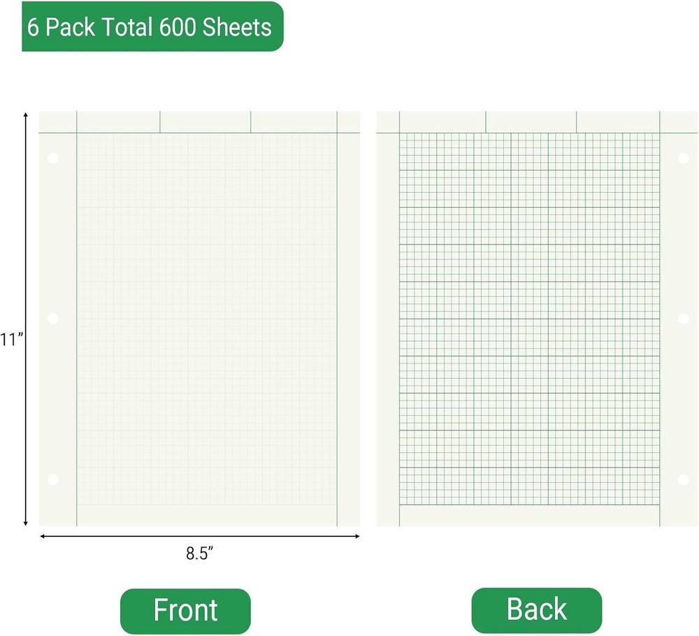 6 Pads Engineering Paper Notebook, Engineering Computation Pad, 8.5X11 Inch Engi