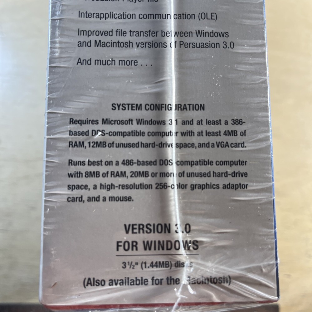 Aldus Persuasion Version 3.0 for Windows Vintage Software sealed