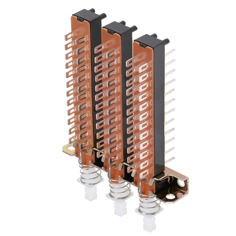 Interlock Push Button Switch Piano Type 8PDT 24 Pin 3 Row