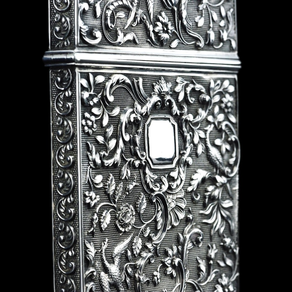 Antique Georgian Solid Silver Card Case with Gorgeous Decorations - Willmore 183