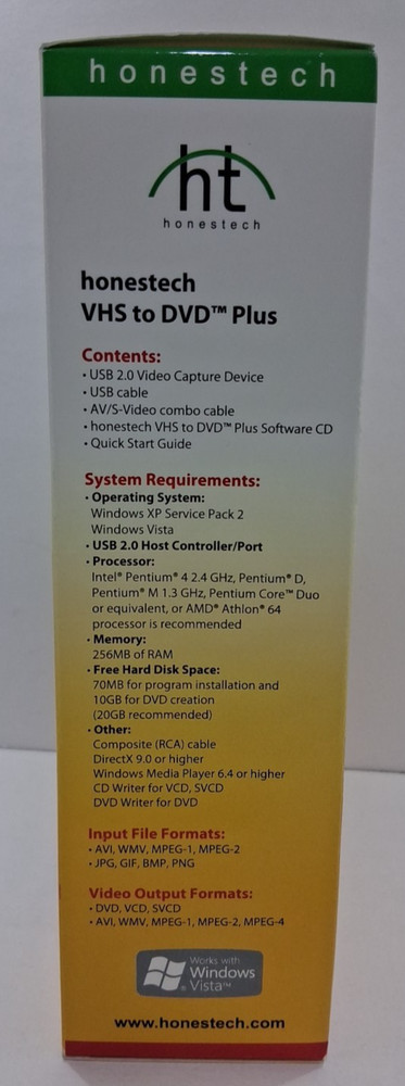 New Sealed Honestech VHS To DVD Plus Video Capture Device & Software Kit PC USB