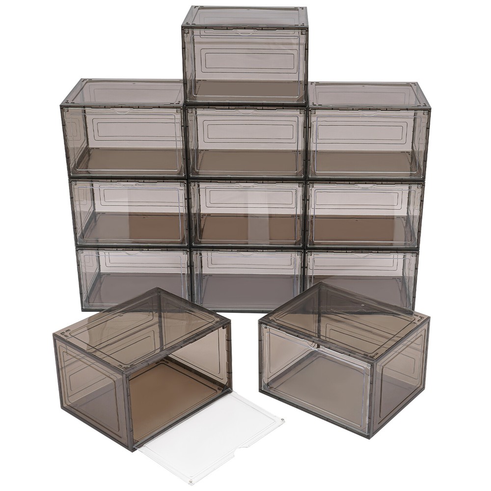 12 Pcs Shoe Storage Box Stackable Shoe Boxes Free Standing Shoe Organizer Case