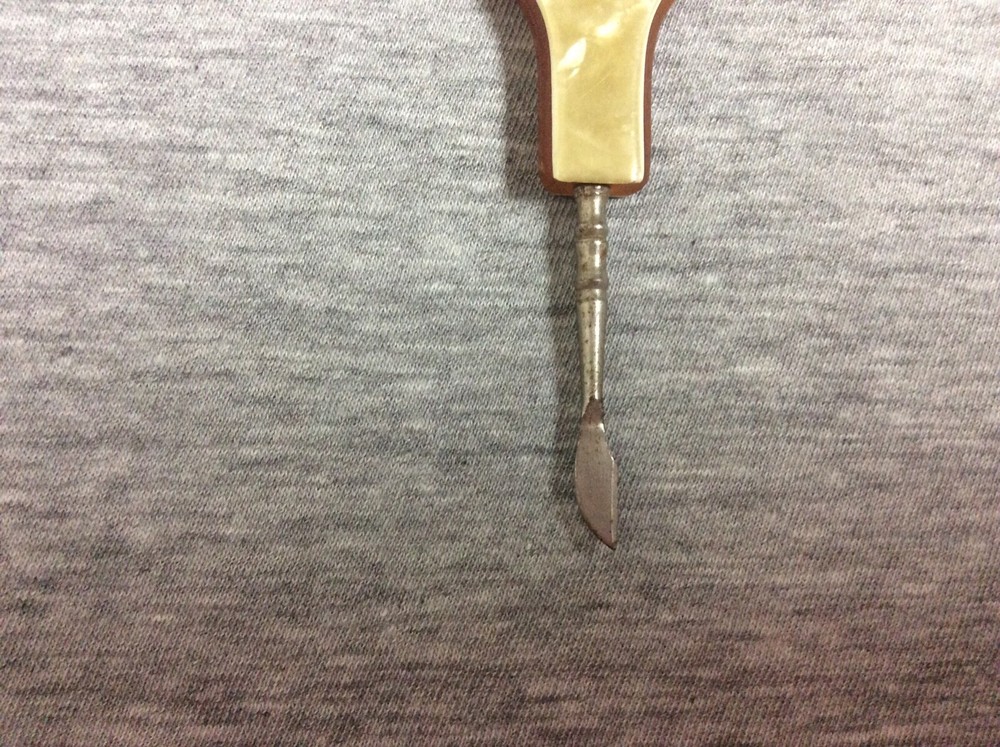 Vintage Bakelite & MOP Button Hook & Cuticle Grooming Tool