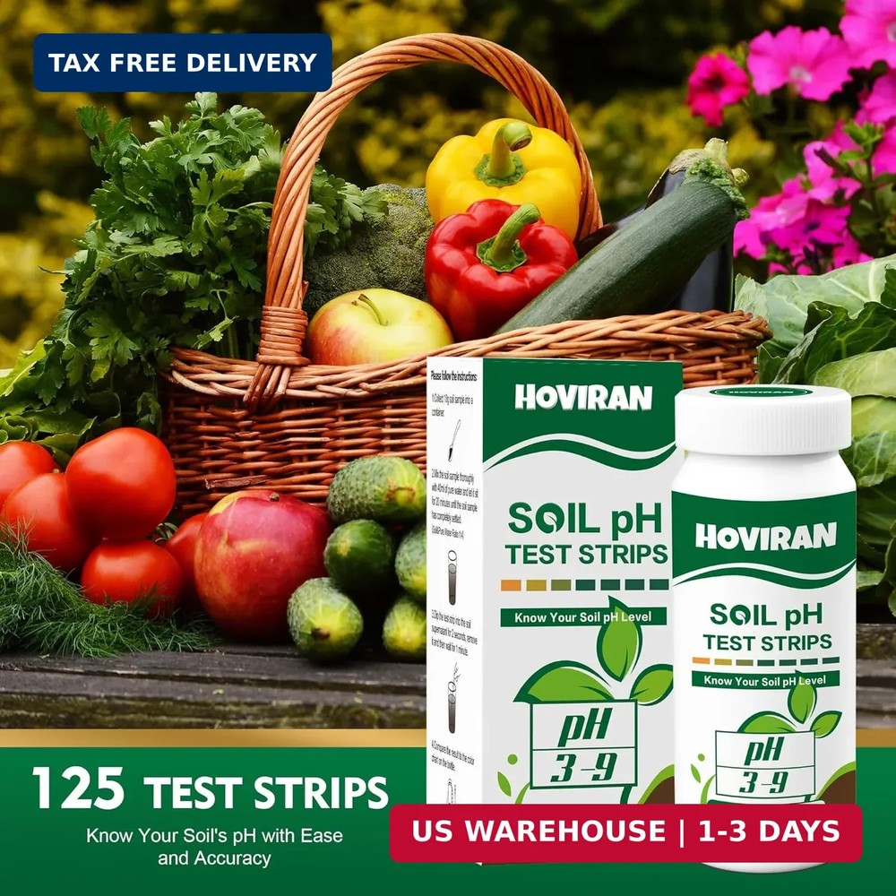 Soil pH Test Kit，125 Soil pH Test Strips- (3-9 Range) Quick & Accurate Soil Test