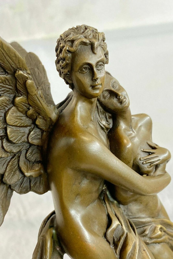 Solid Bronze Statue Lovers Cupid Psyche Romance Sculpture Figurine Deco LARGE NR