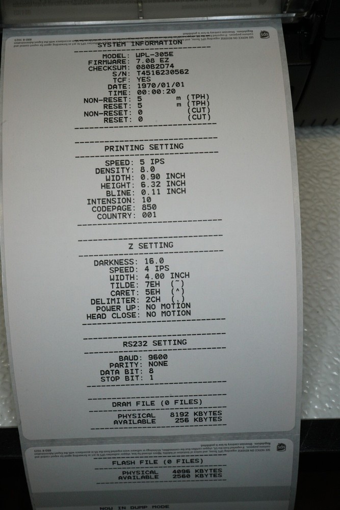 Wasp WPL305E Barcode Label Printer With Power Adapter
