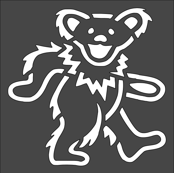 1- 3x3 inch Stencil, (VM-50) Dancing Bear Grateful Dead (6mil)